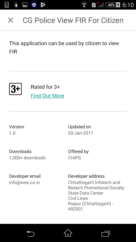 CG Police view FIR app Basic detail