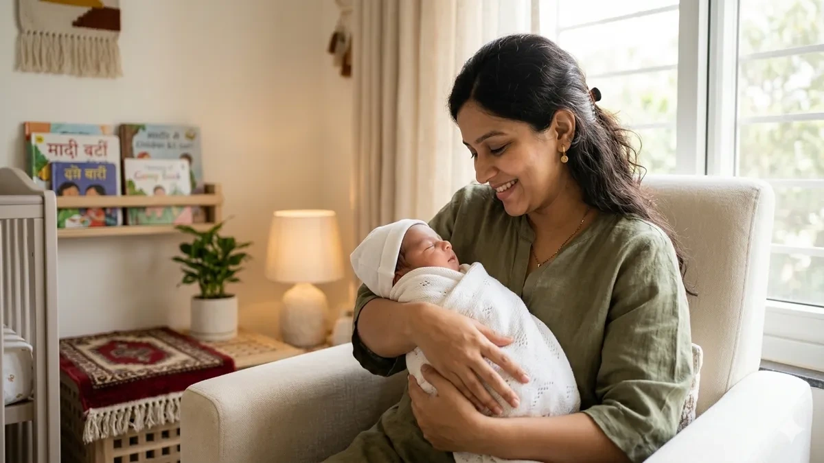 woman, newborn baby
