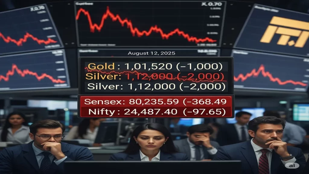 gold price falls stock market down