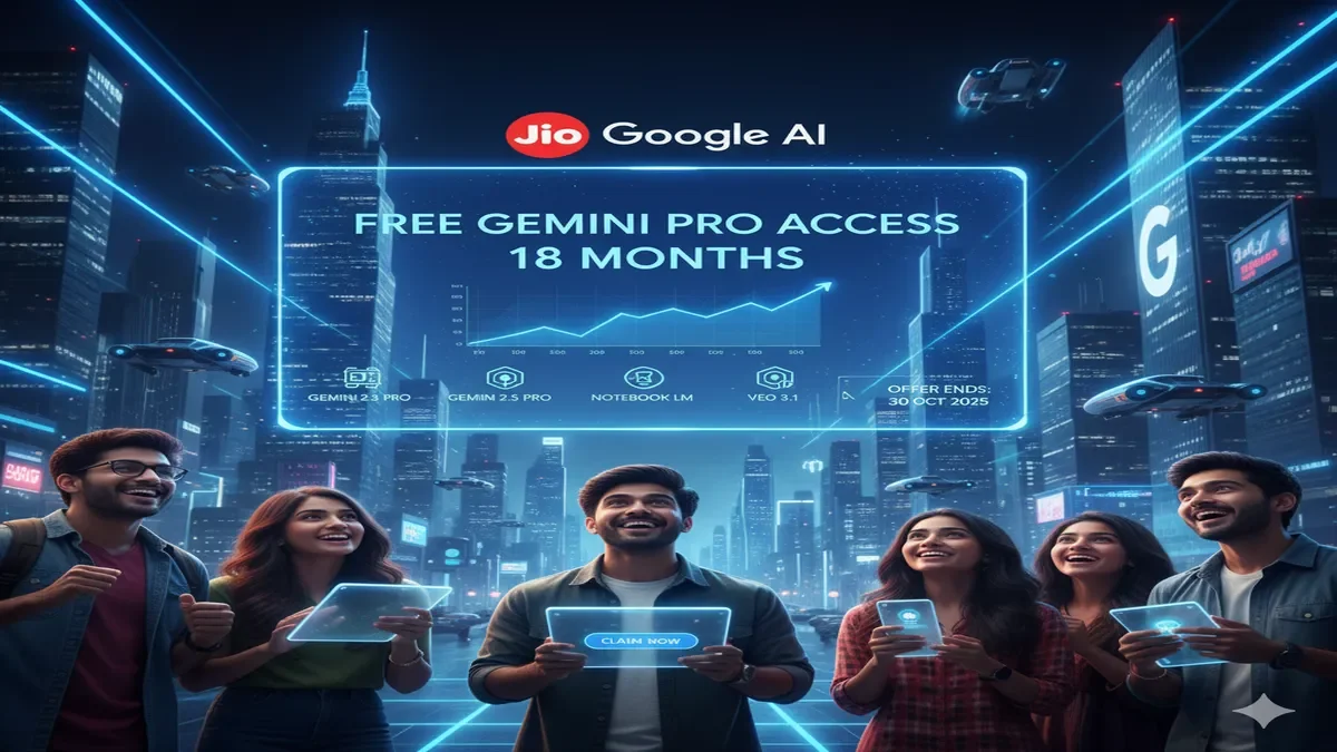 Jio Google Ai, Free Gemini Pro, Jio 5G Offer, Google AI Pro Access, Reliance Jio AI, जियो 5जी ऑफर, एआई फ्री एक्सेस, रिलायंस जियो