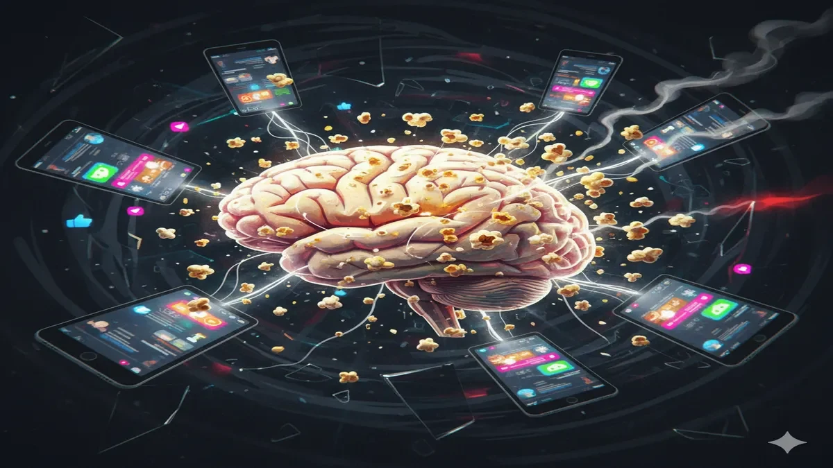 Popcorn-Brain Syndrome, Social Media Addiction, Digital Detox, Mental Health, Stress