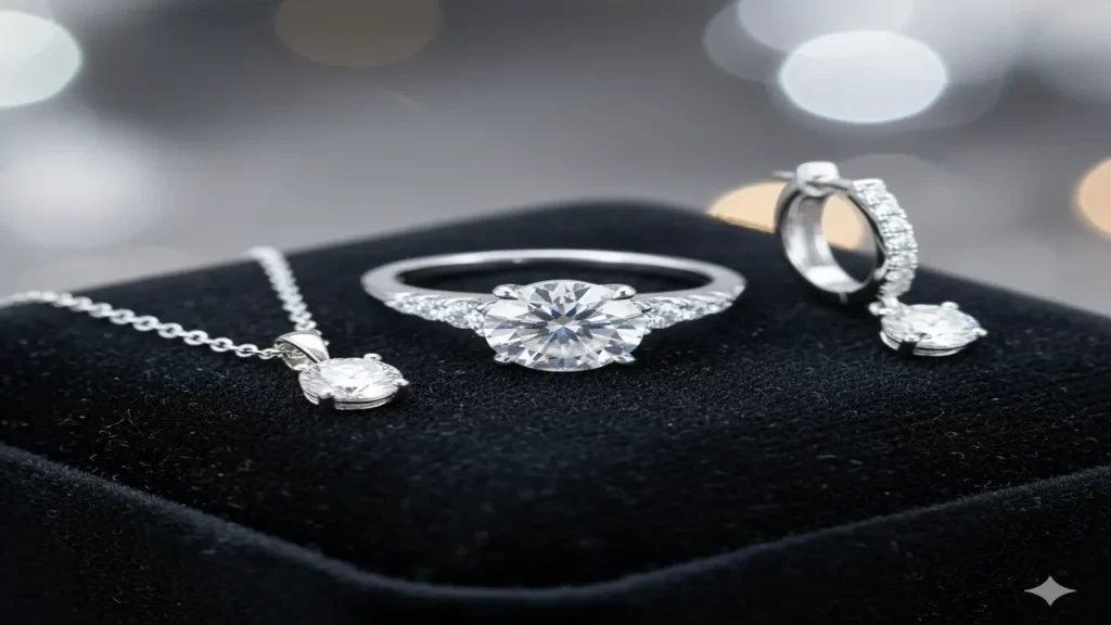 earrings white, necklace with white stone, white pearl necklace, white stone ring