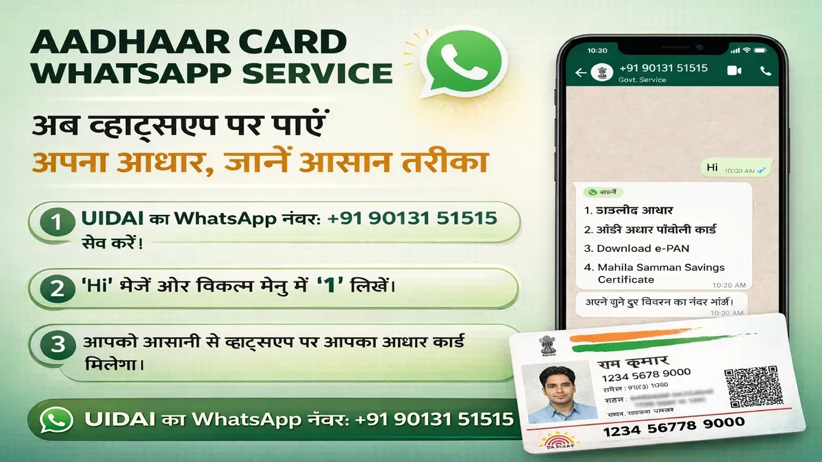 Aadhaar card, service, WhatsApp